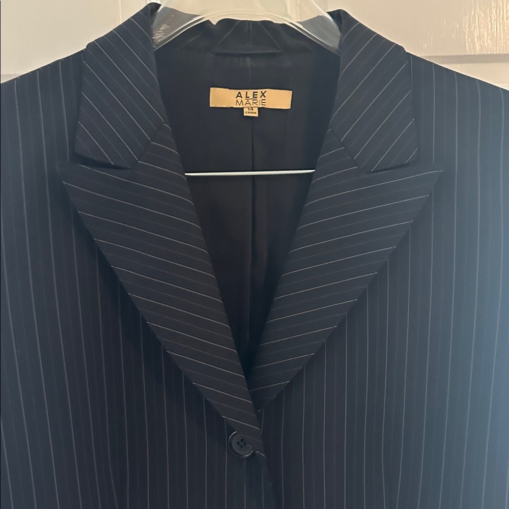 Navy Blue Pin Stripe Fully-lined Jacket, 14